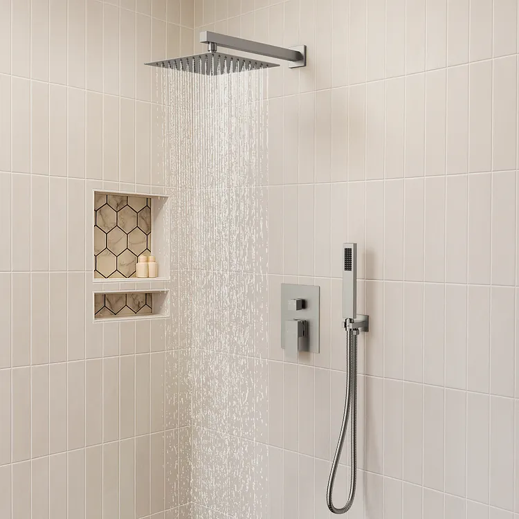 Rainfall Shower System in Brushed Nickel M6066NI-10BL | EVERSTEIN