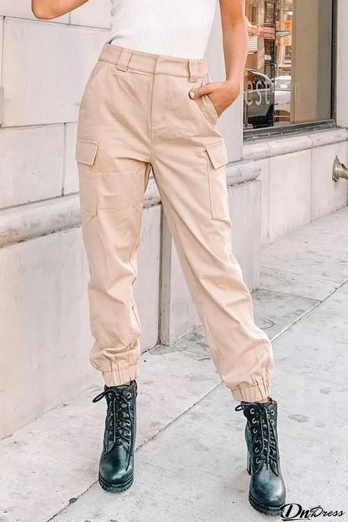 Pockets High Waist Corduroy Pants