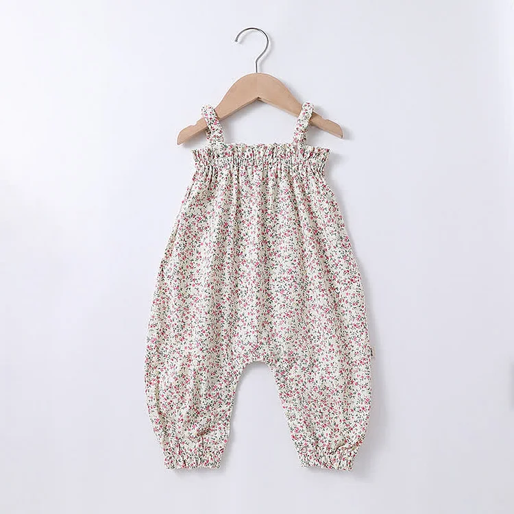 Baby Floral Sling Romper with Hat