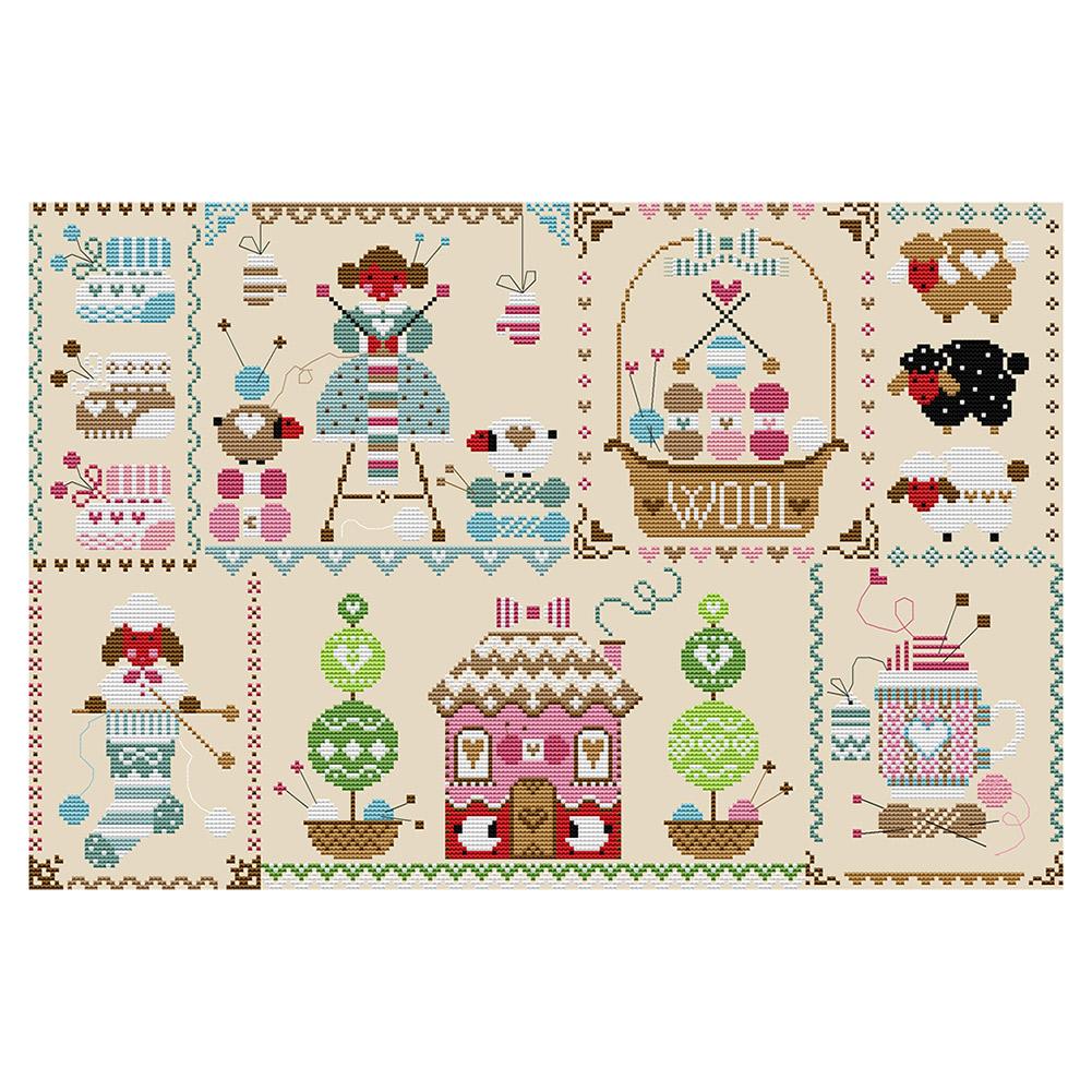 

Knitting Girl - 14CT Stamped Cross Stitch - 52*36cm, 501 Original