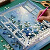 DIY Pearl Painting View from the Window for Home Decor with Frame(30*30cm)