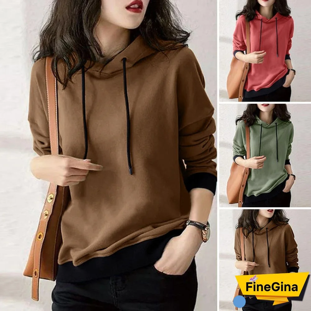 Zanzea Korean Fashion Solid Loose Hooded Sweatshirts Sports Sweatshirt Pullovers Women Casual Hoodies