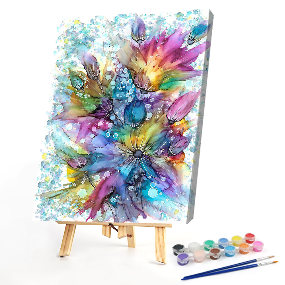

40*50CM - Paint By Numbers - Splash Colorful Ink Flower, 501 Original