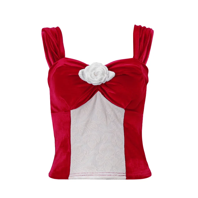 Brownm Brownm 2024 New Fashion Sexy Sweet Spicy Wind French Temperament Short Style Bump Color Sling Vest