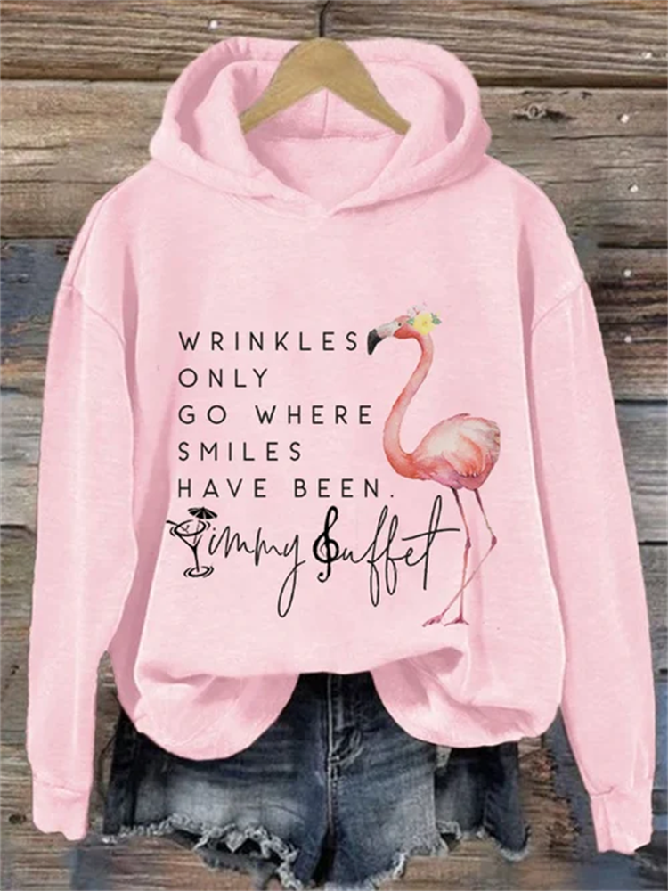 Women's Wrinkles Only Go Where Smiles Have Been Print Casual Hoodie