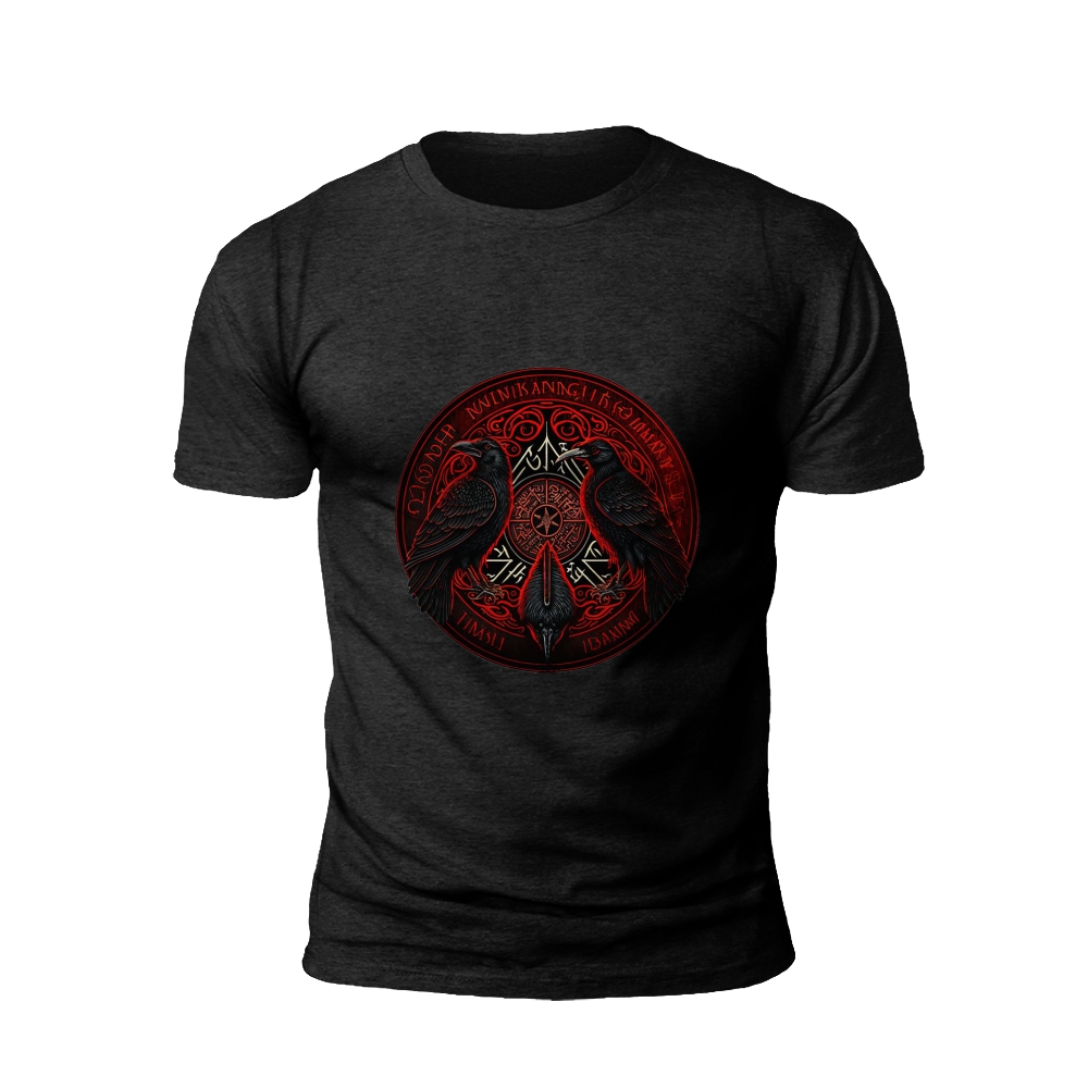 Norse Raven T-Shirt: The Red and Black Enchantment