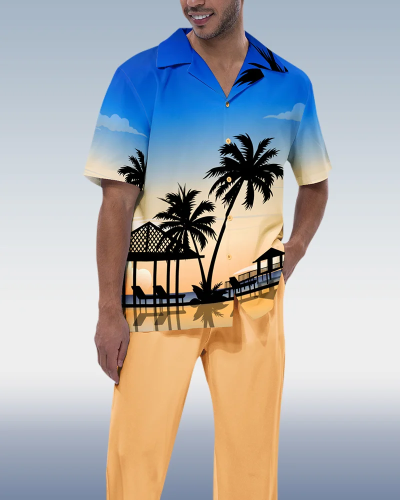 Suitmens Men's Hawaiian Short Sleeve Walking Suit