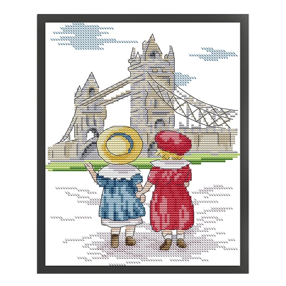 DIY Stamped Cross Stitch 14CT Partial Embroidery 19*27cm - See The Eiffel Tower