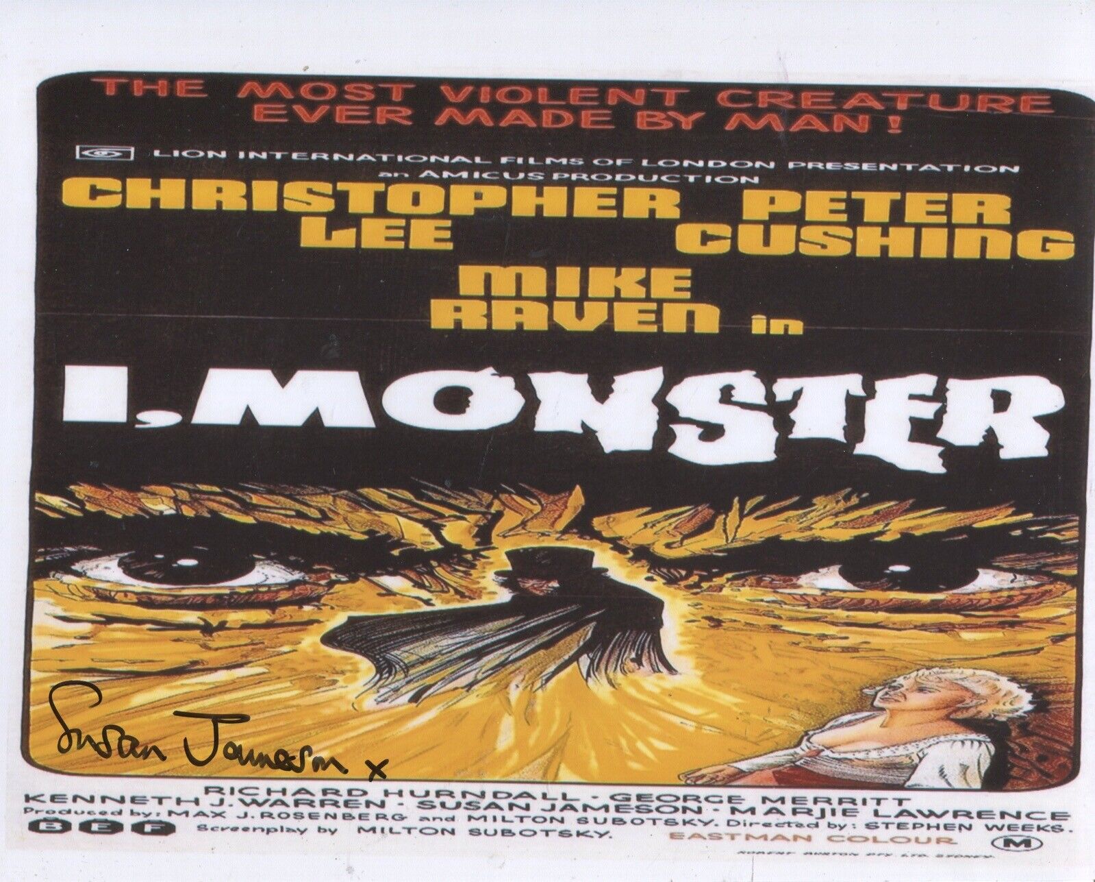 I MONSTER horror movie Photo Poster painting signed by actress Susan Jameson - UACC DEALER