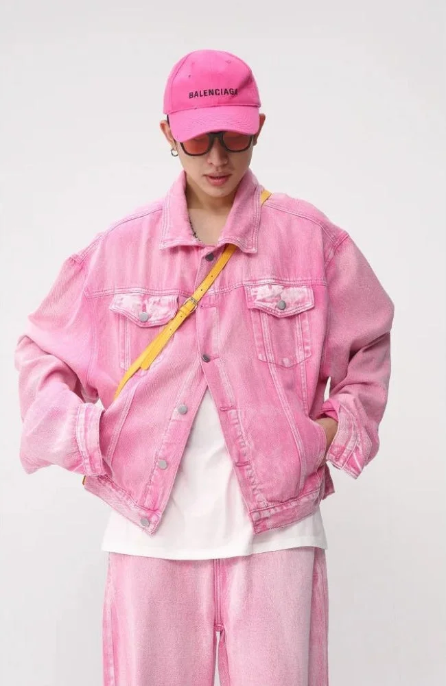 Brownm Denim Jacket & Pants Two Piece Set