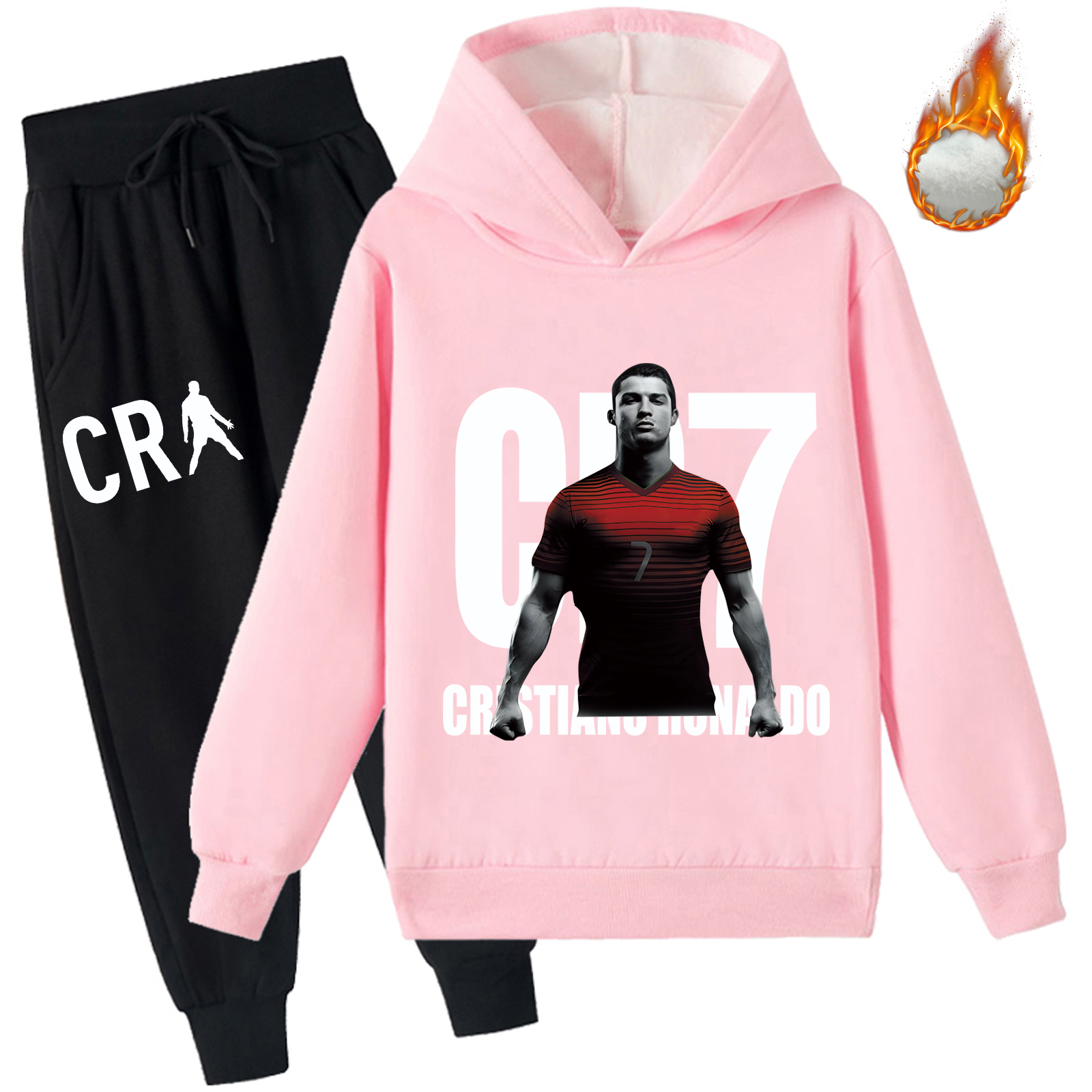 Mayoulove Cristiano Ronaldo Fleece Hoodie Set for Kids - Stylish Sportswear for Boys  Girls, Perfect Gift-Mayoulove