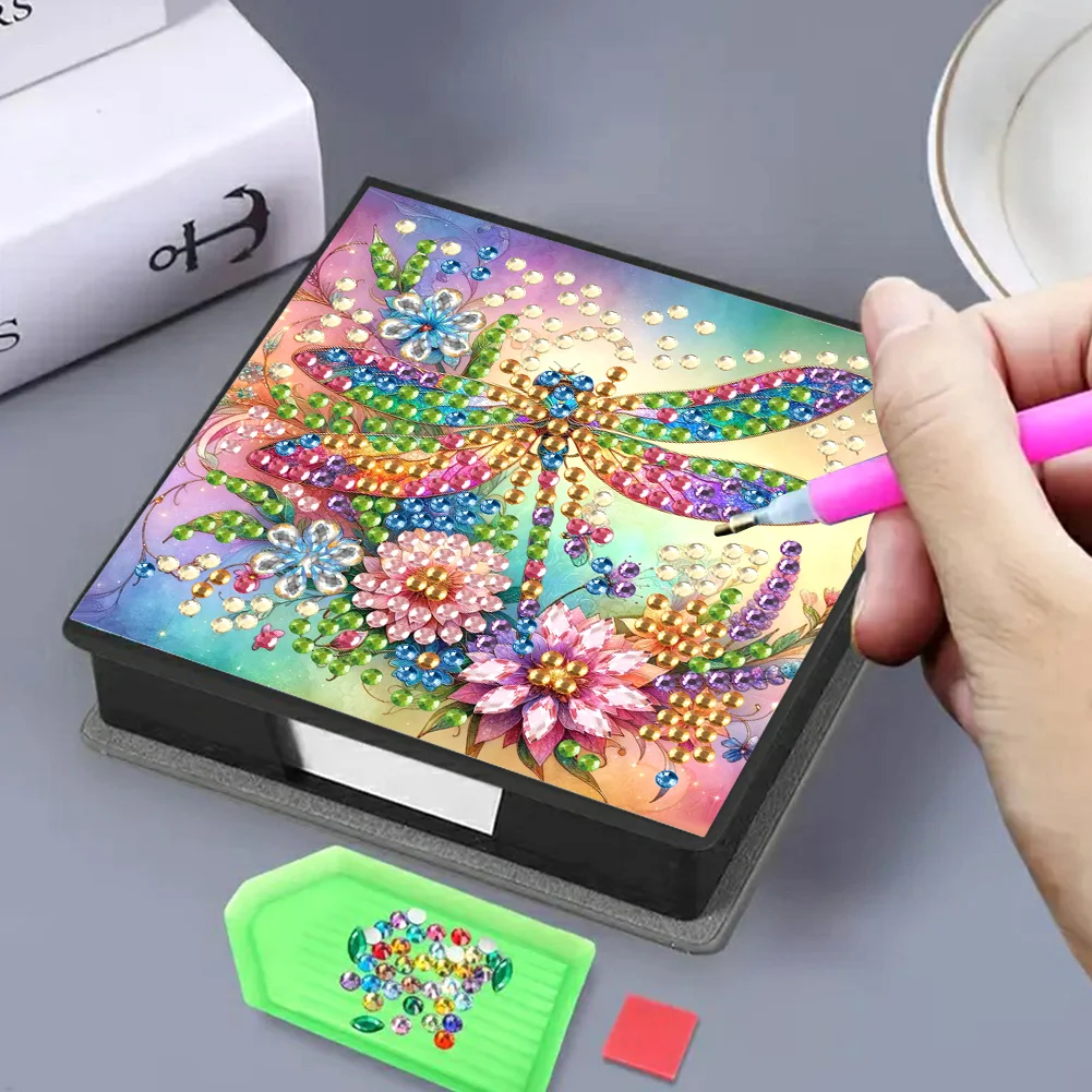 DIY Dragonfly Diamond Painting Memo Pad Holder Mosaic Kit for DIY Art Craft