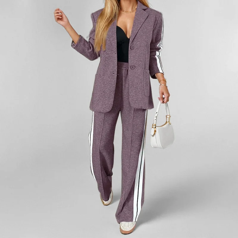 Uveng Uveng Women's 2024 Women's Suit New Comfortable Casual Solid Color Patchwork Long Sleeve Fashion Suit Suit