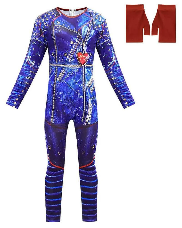 4-14 Years Girls Evie Descendants 2 Catsuit Halloween Costume-Mayoulove