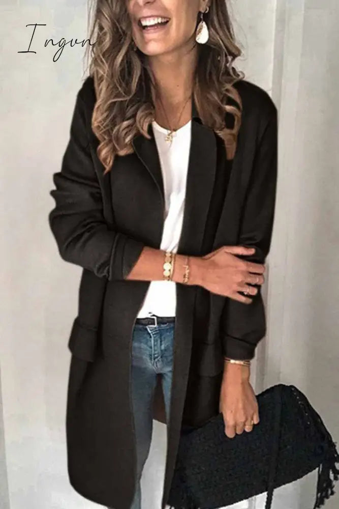 Ingvn - Solid Color Long Sleeve Tops(5 Colors) S / Black Tops