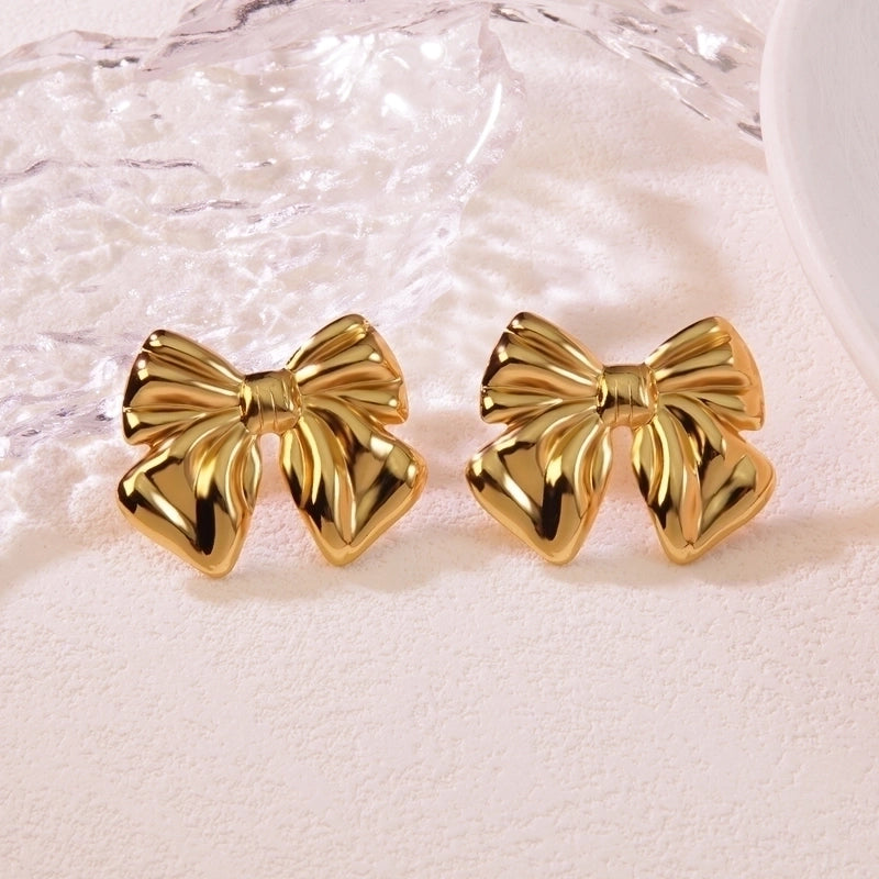 1 Pair Casual Minimalist Classic Style Bow Knot 304 Stainless Steel Imitation Gold  Ear Studs