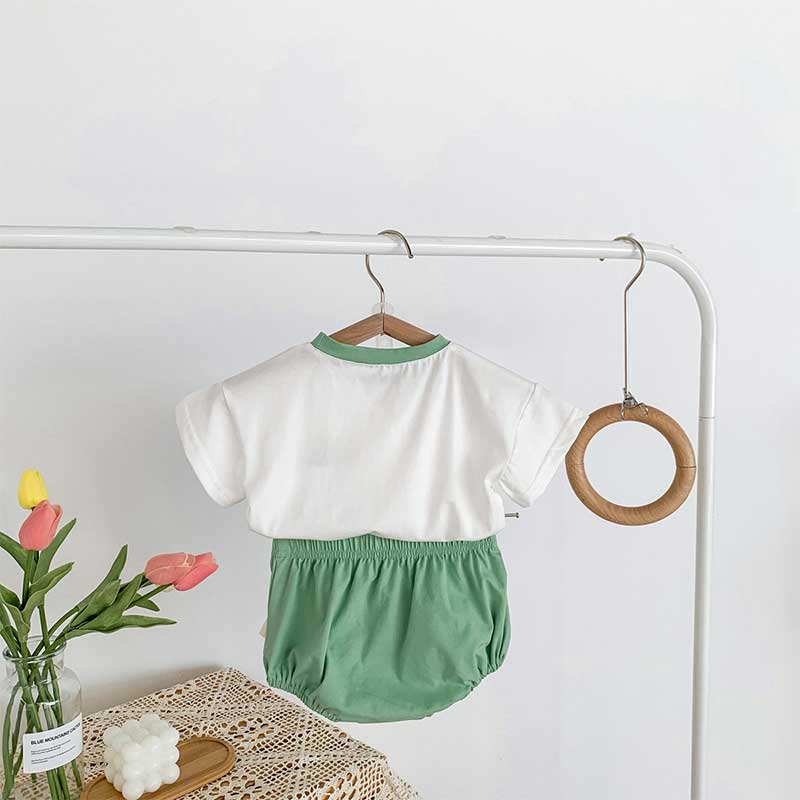Baby Dinosaur Tee & Solid Color Bloomers