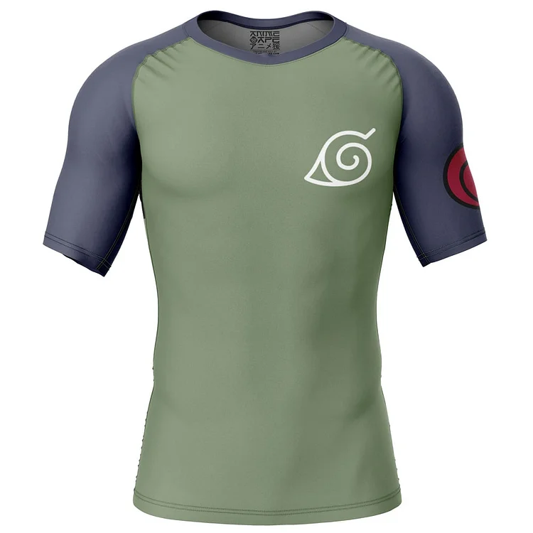 Konohagakure Jonin Uniform Naruto Short Sleeve Rash Guard Compression Shirt