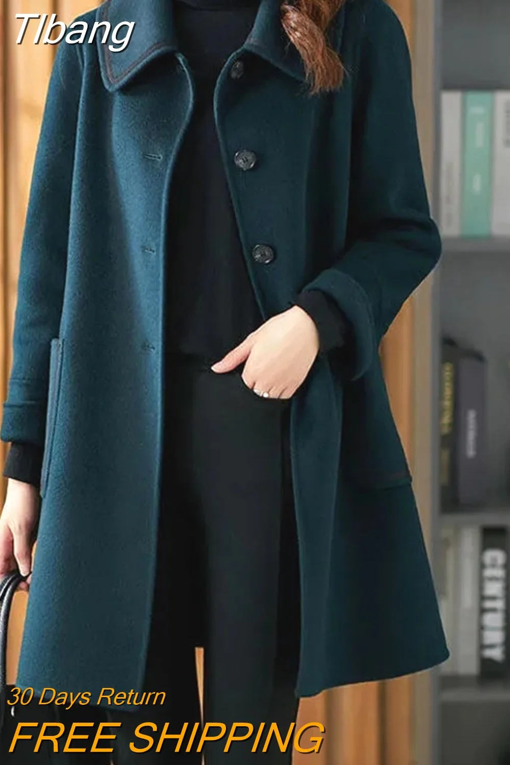 Tlbang Color Coats Women New Autumn Winter Wool Coat Lady Loose Woolen Jackets Office Mid-length Brand Double-side Fleece Coat