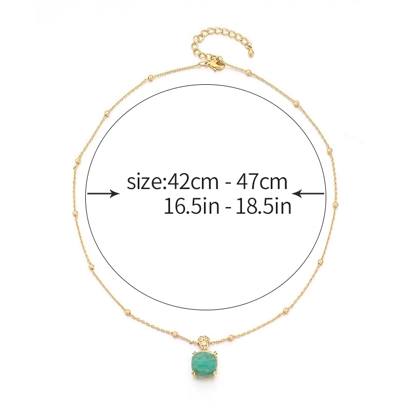 Vintage Style Ethnic Style Minimalist Irregular Round Sun Natural Stone Copper 18K Gold Plated Layered Necklaces In Bulk