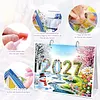 Diamond Art Painting 2027 Desk Calendar Non-Fading DIY Diamond Painting Calendar Ornament Multi Purpose DIY Resin Paintings Desks Kit for Office Home Interior Decoration (Flower)