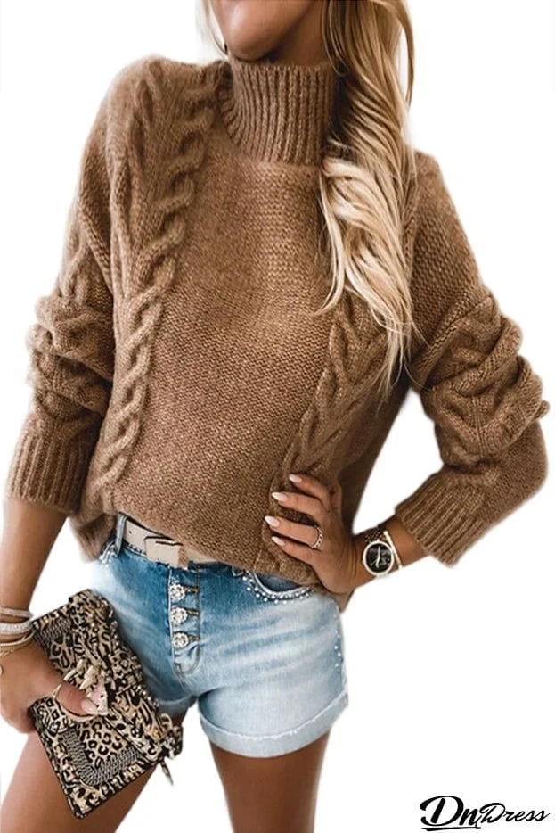 High Neck Long Sleeve Sweater