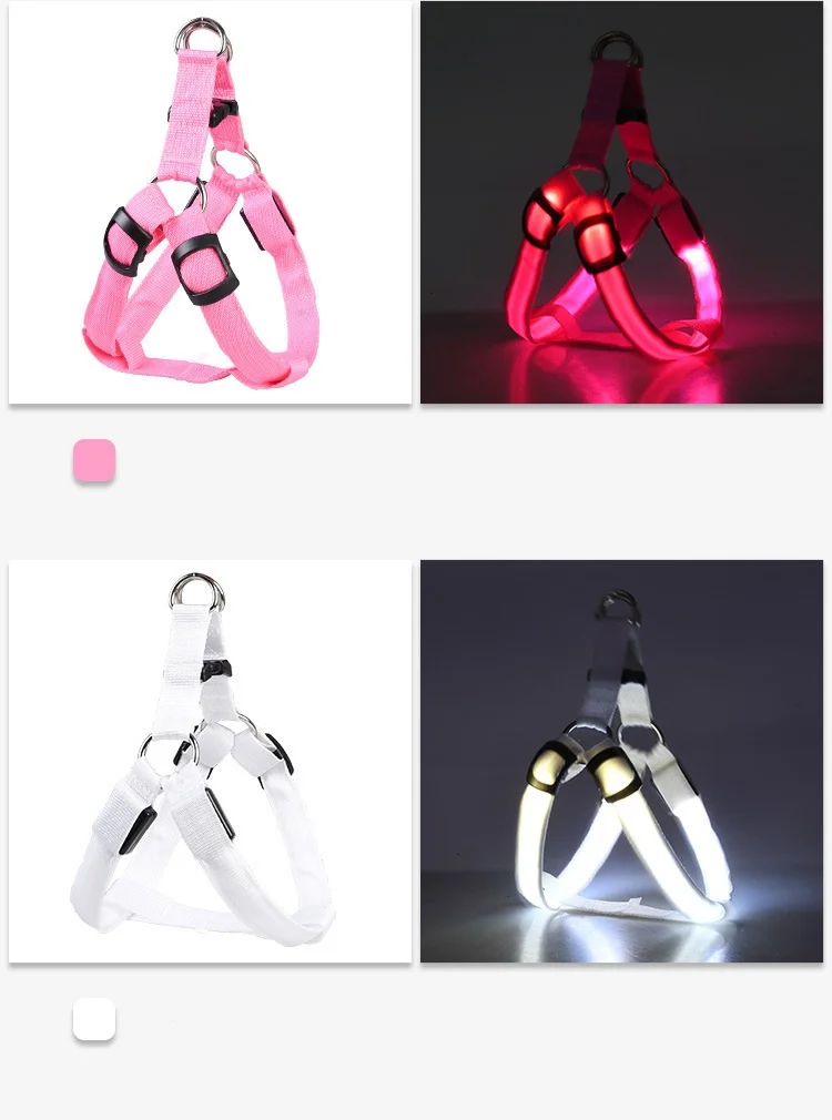2025 Hot Selling LED Flaring Pet Vest Harness PP Material for Dogs and Cats with Leash Used for Walking the Dog at Night