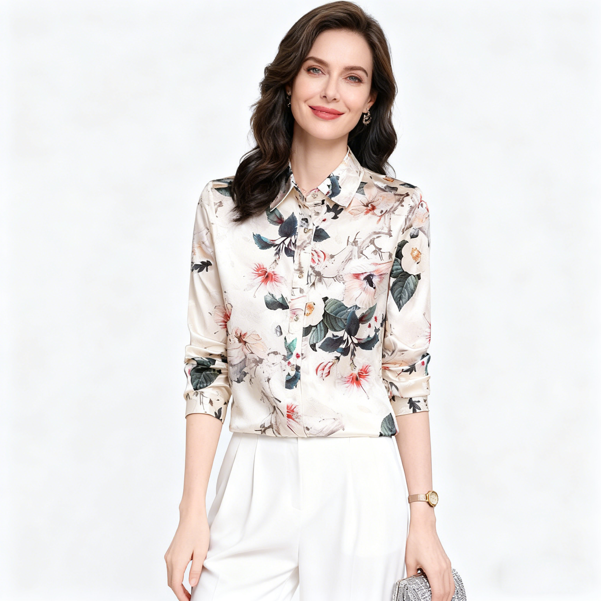 Vintage Printing Silk Shirt for Women REAL SILK LIFE