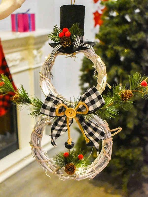 Cute Led Lights Christmas Wreath Rattan Circle-elleschic