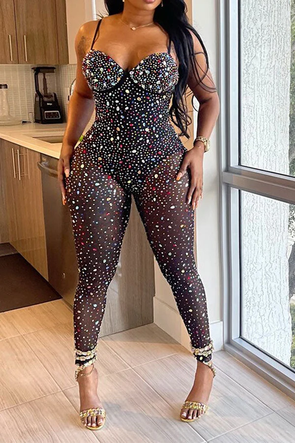 Crystal Glitter Party Bodycon Jumpsuit