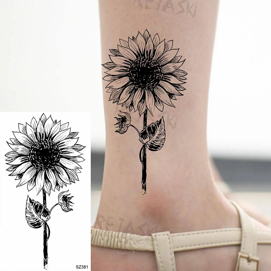 Colored Rose Fashion Feet Temporary Tattoos For Women Adult Hummingbird Sunflower Fake Tattoo Body Art Washable Tatoos Sticker