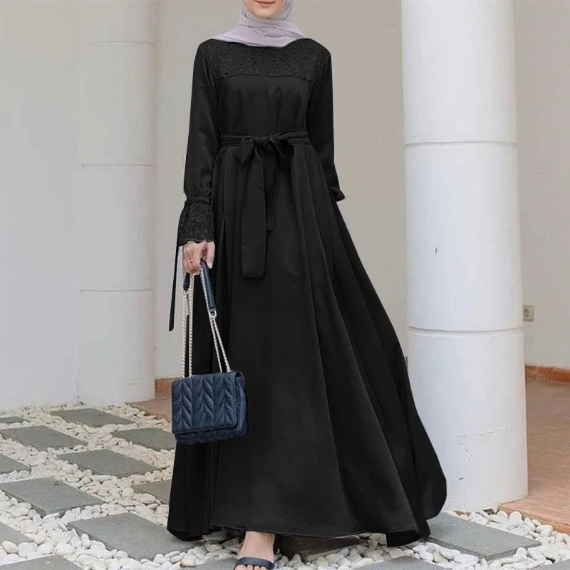 Vintage Dubai Turkey Caftan Marocain Eid Mubarek Abaya Hijab Dress ZANZEA Women Long Sleeve Casual Muslim Dress Islamic Clothing