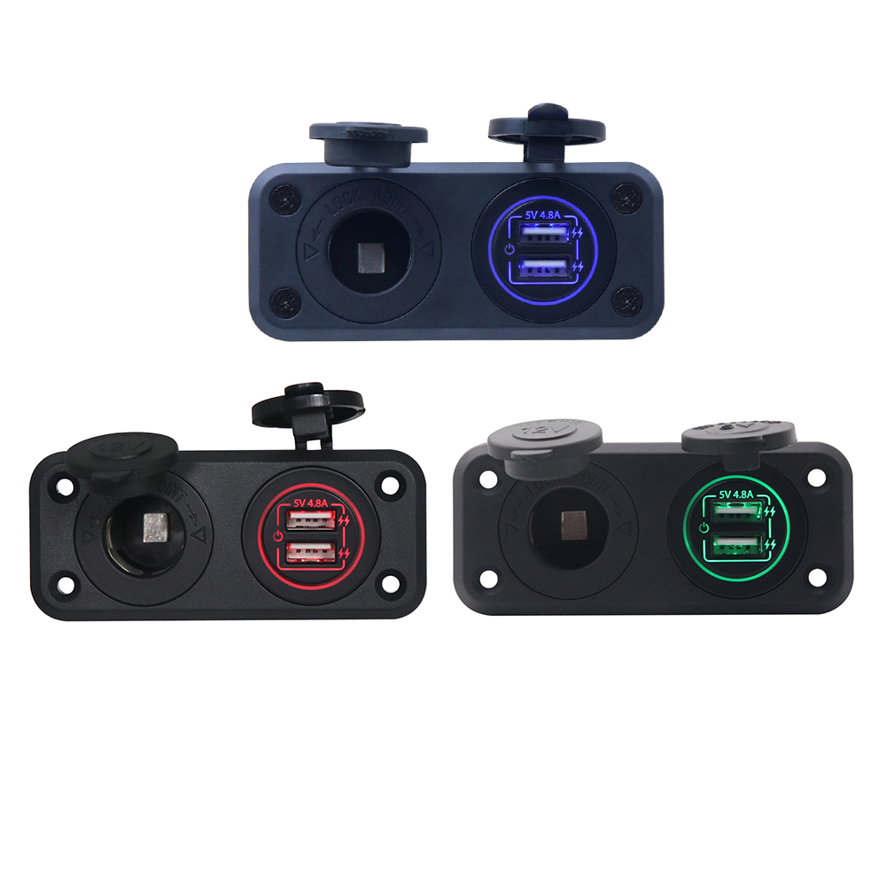 

LED 4.8A Dual USB Car Charger Cigarette Lighter Socket Adapter Panel Mount, Blue, 501 Original