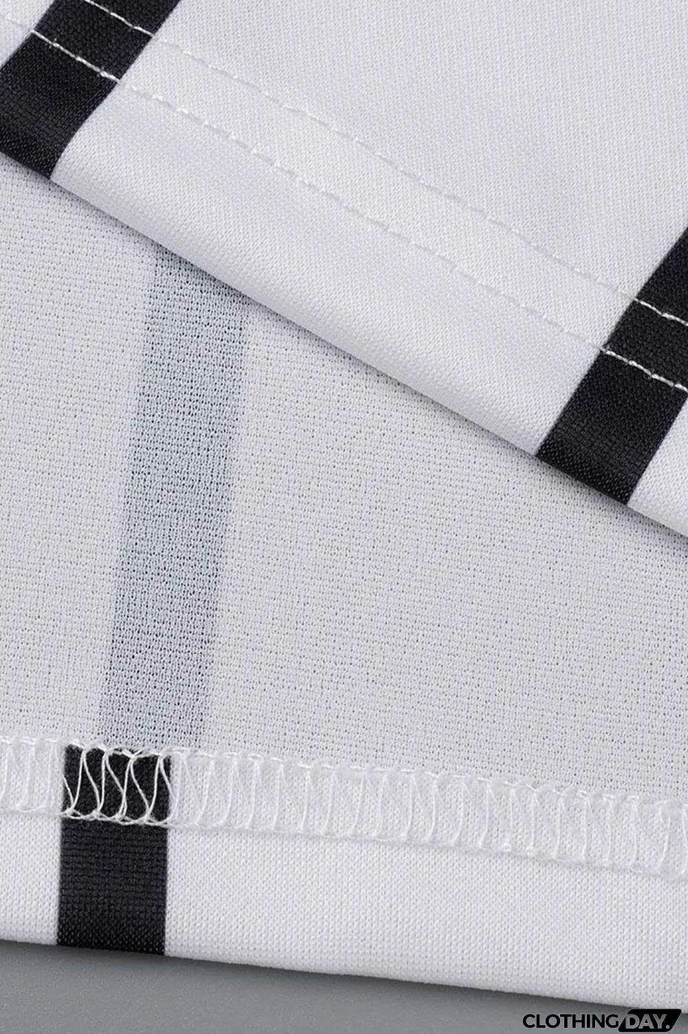 White Casual Striped Print Patchwork Turndown Collar Long Sleeve Two Pieces