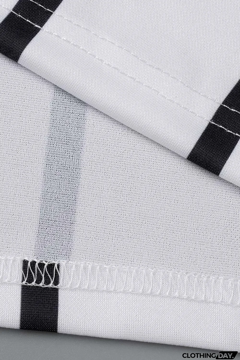 White Casual Striped Print Patchwork Turndown Collar Long Sleeve Two Pieces