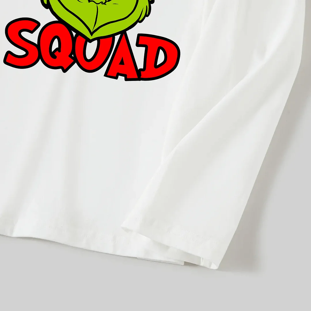 Cute Cartoon and Funny Christmas Slogan Print Contrast White Long Sleeve with Classic Red and Black Plaid Pants Family Matching Pajamas