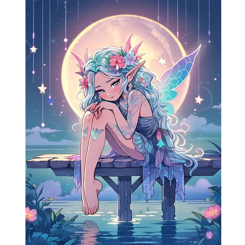 Full Round Diamond Painting - Moonlight Elf Girl(Canvas|40*50cm)