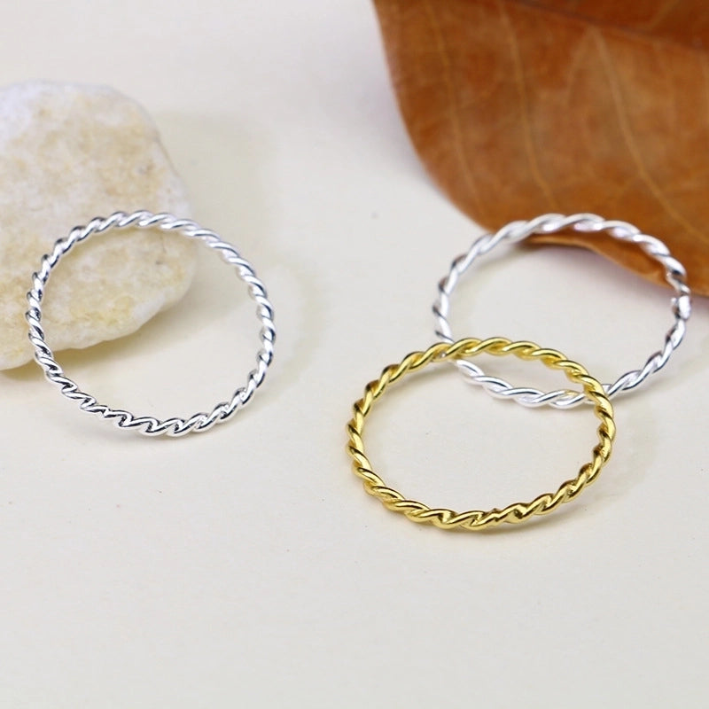 925 Sterling Silver Geometric Solid Color Rings