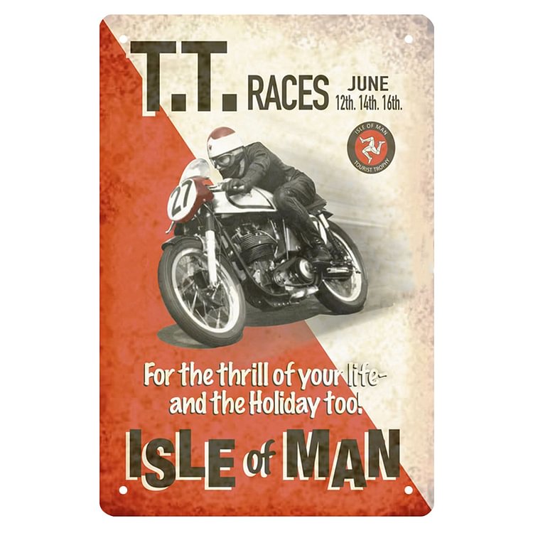 Moteur TT Isle Man - Enseigne Vintage Métallique/Enseignes en bois - 20*30cm/30*40cm