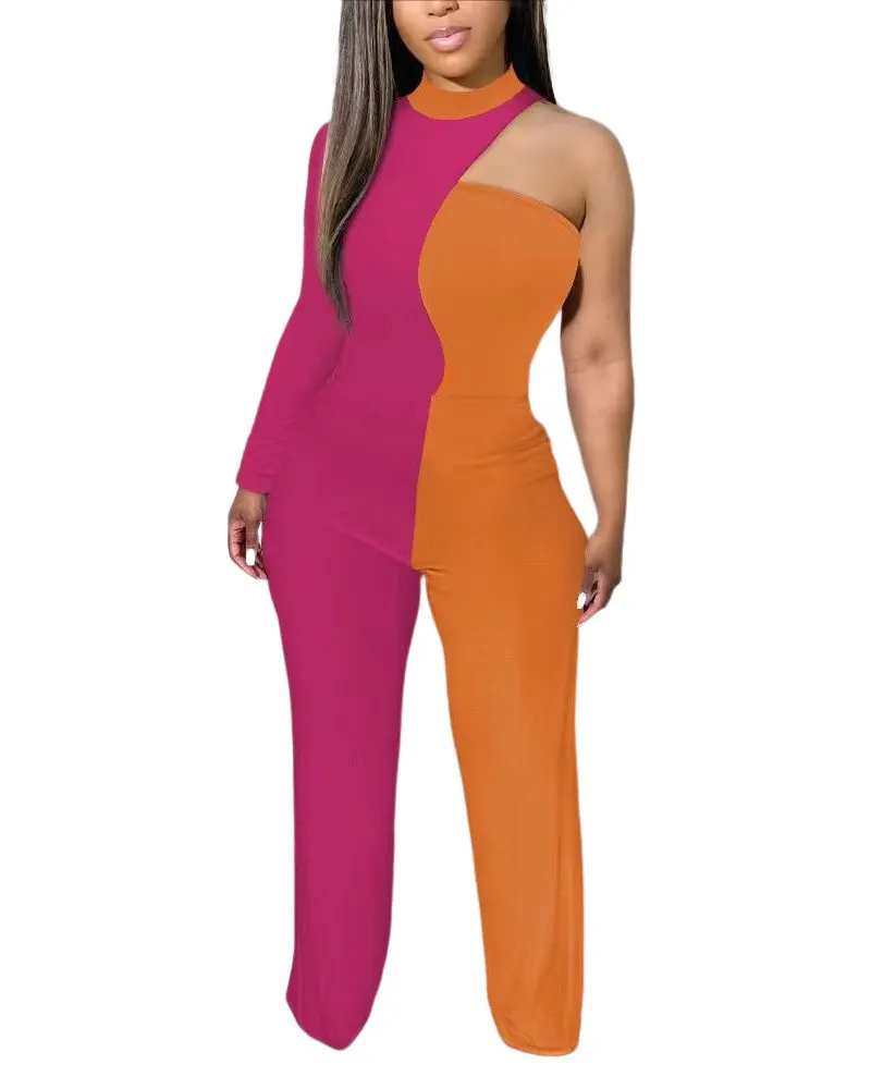 Uveng Uveng Spring And Summer New Women's Irregular Trousers Out-Shoulder Commuting Jumpsuit