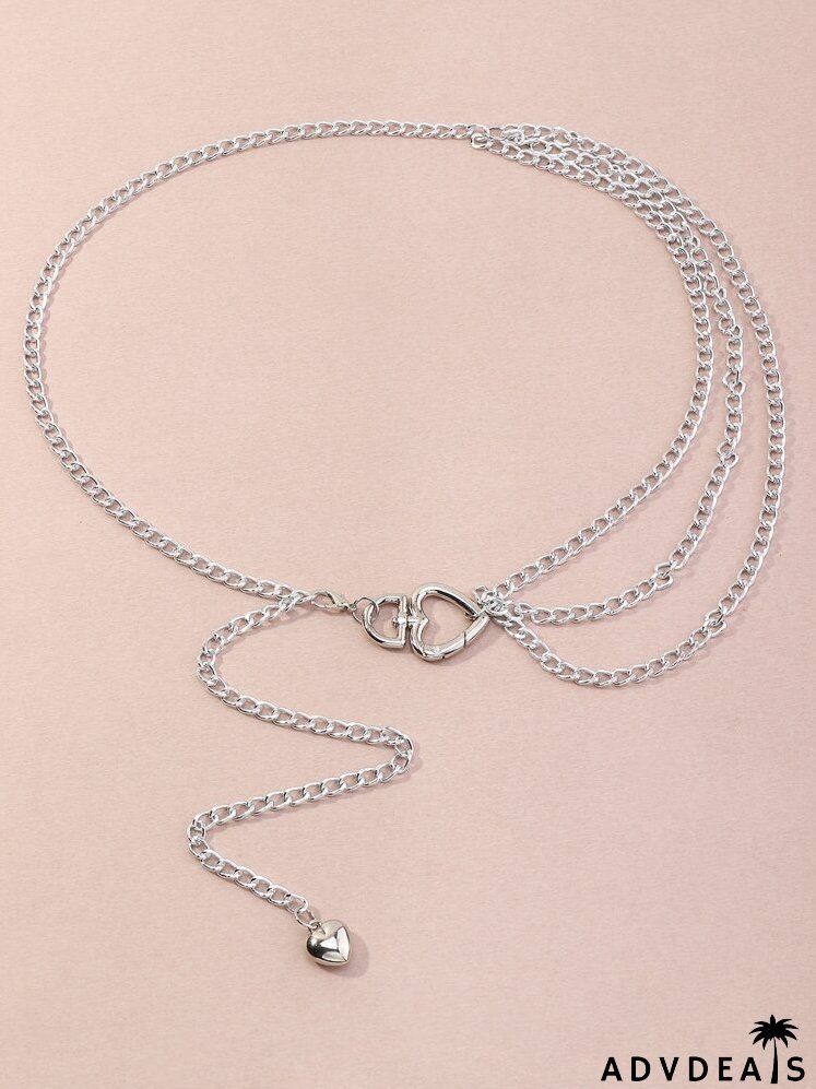 Heart Charm Layered Chain Belt