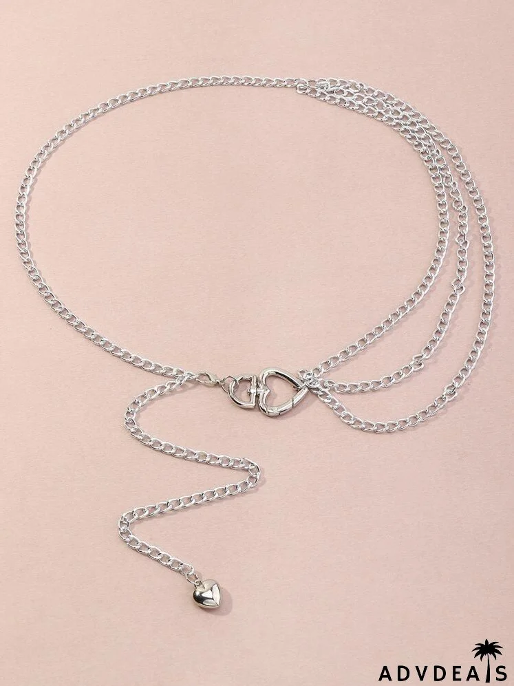 Heart Charm Layered Chain Belt