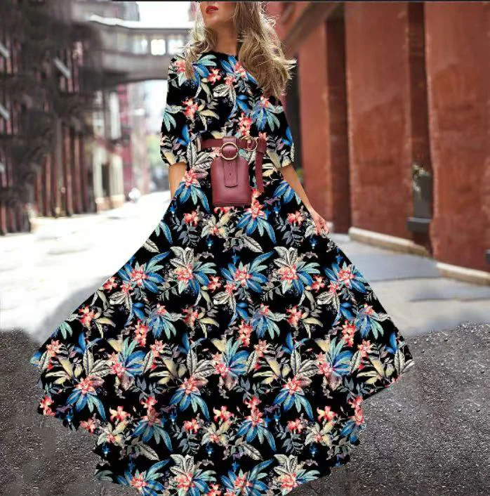 Nigikala Spring New Digital Print Dress Dress Holiday Dress Women's Summer