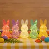 Easter Bunny Night Light 3D Printed LED Cute Rabbit Lamp Lighted Hollow Out Bunny Figurine Easter Gifts Kawaii Room Decor (5PCS)