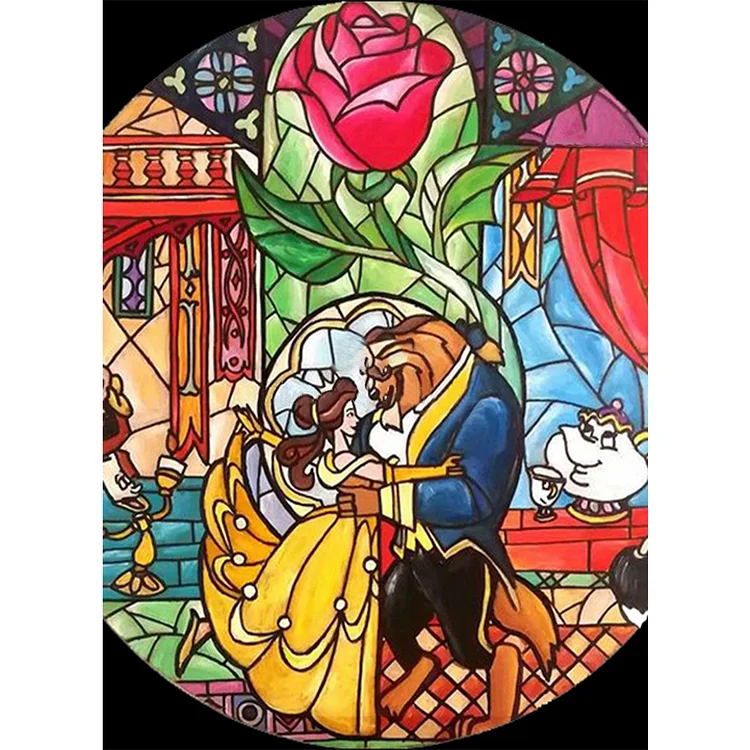 Glass Art - Disney Beauty And The Beast 11CT Stamped Cross Stitch 50*65CM