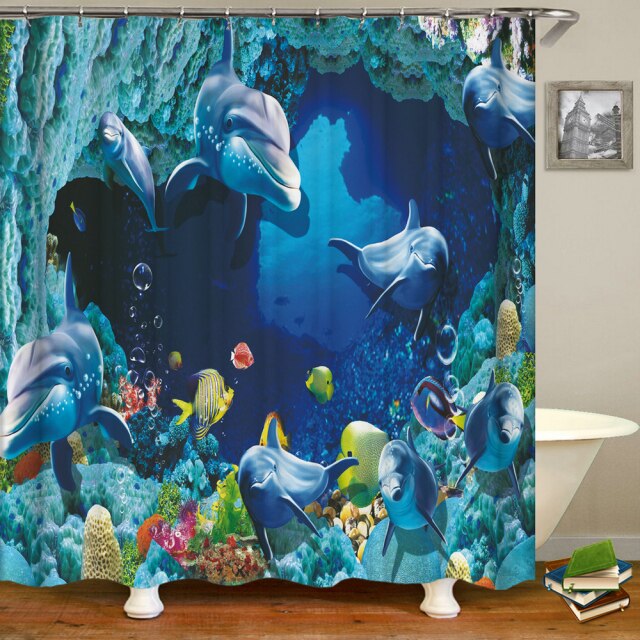 

Shower Curtain – Dolphin Ocean Sea-180*180cm, 501 Original