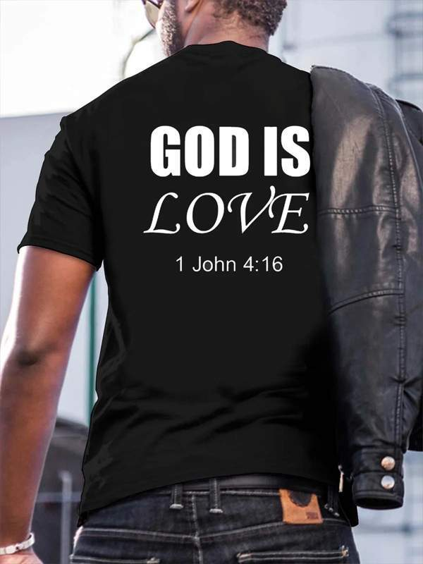 God Is Love Print Casual T-Shirt