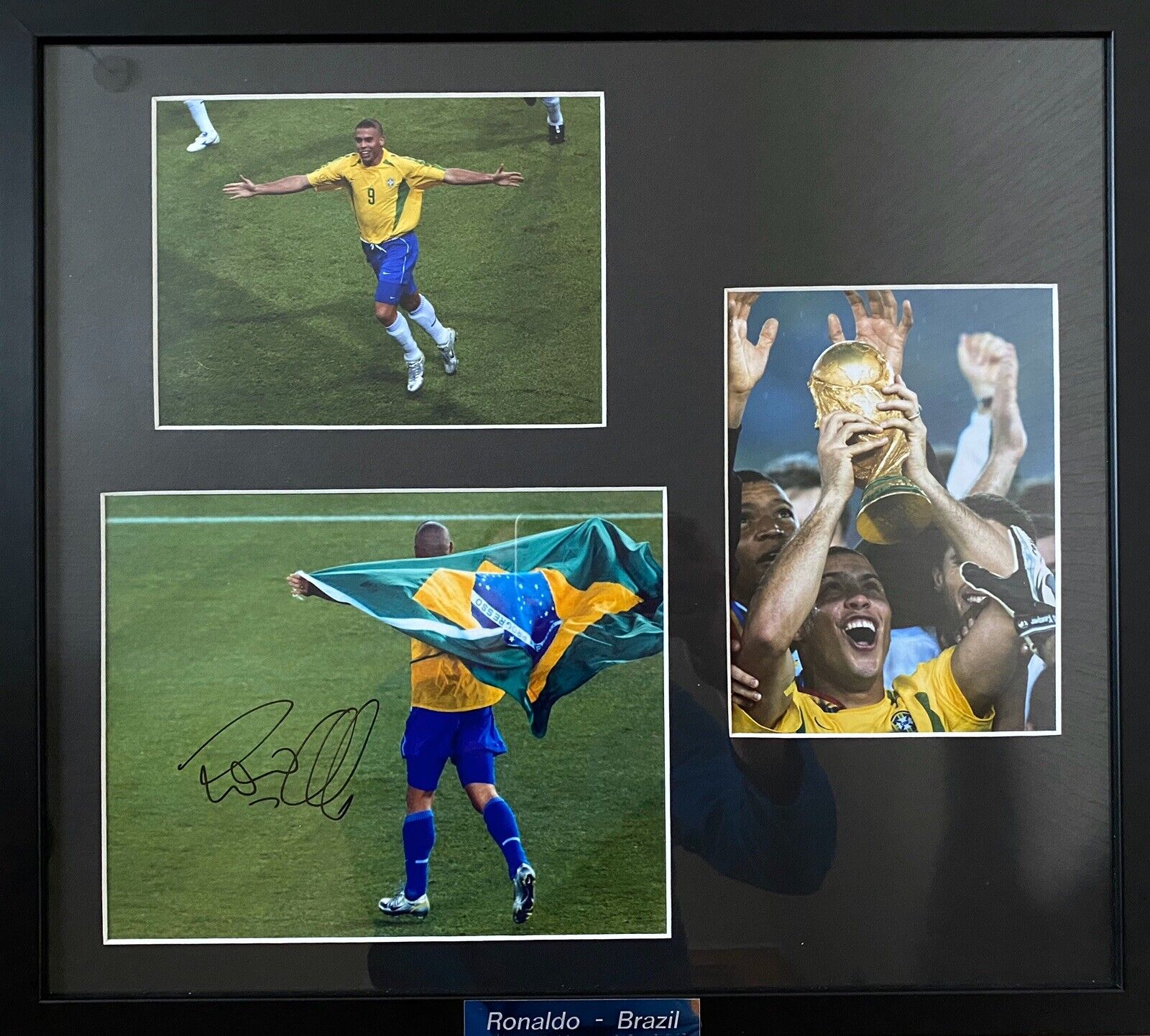 Ronaldo Genuine Hand Signed 12x8 Brazil Photo Poster painting In Frame, Real Madrid, Photo Poster painting Proof