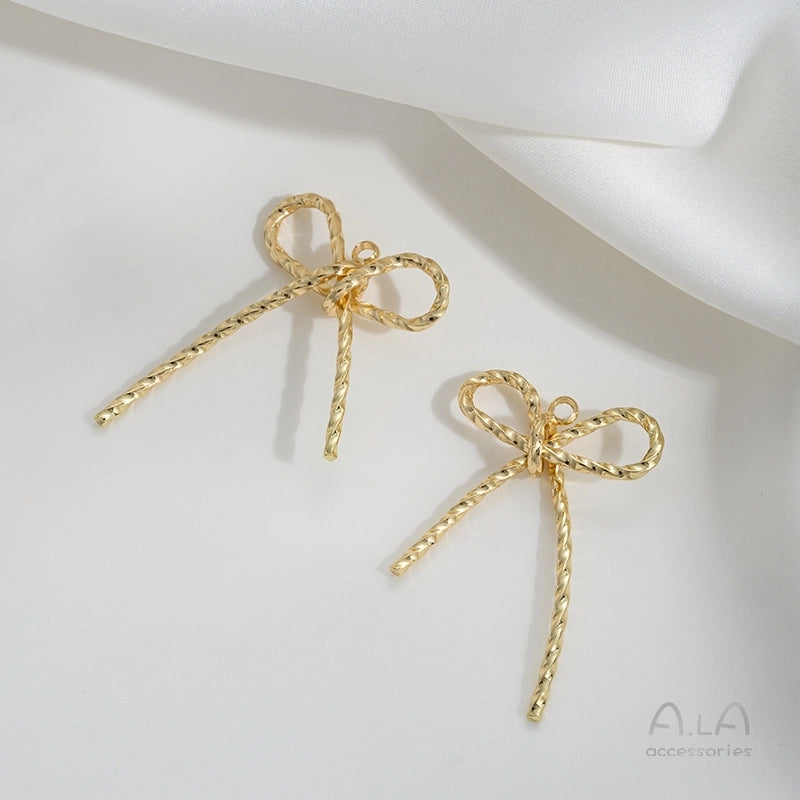 1 Piece 35 * 43mm 35 * 45mm Copper 14K Gold Plated Bow Knot Polished Pendant