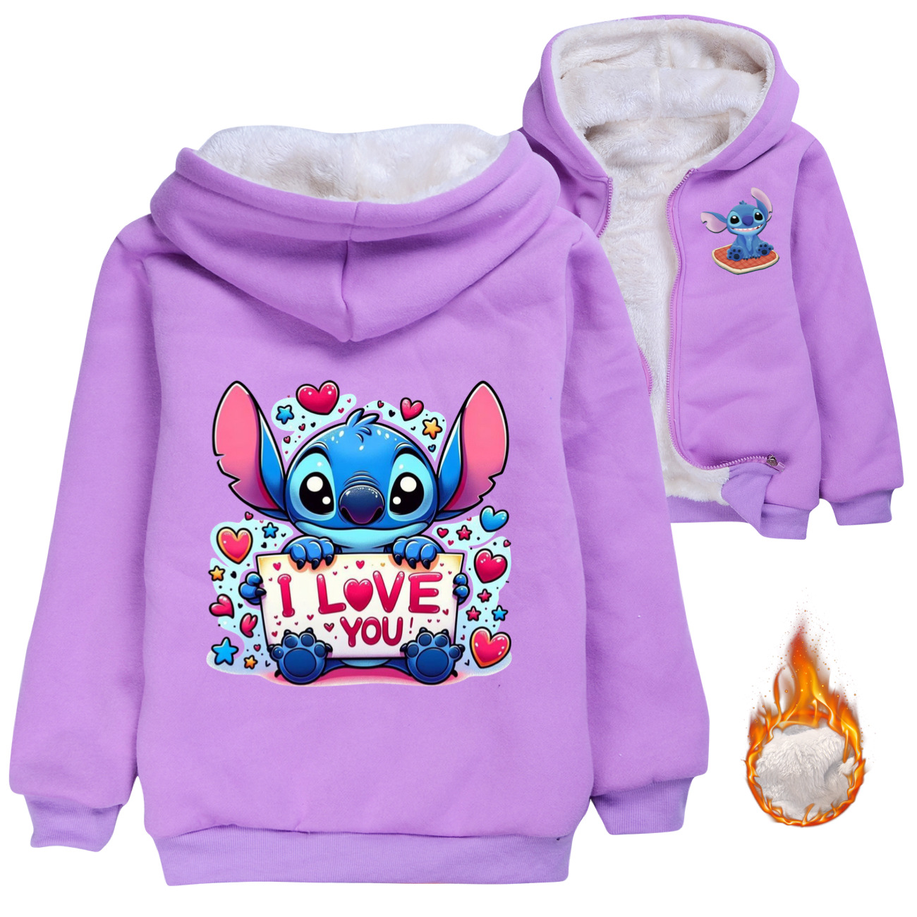 Stitch Winter Cotton Jacket for Kids - Boys and Girls Zip-Up Coat 3662 -Mayoulove